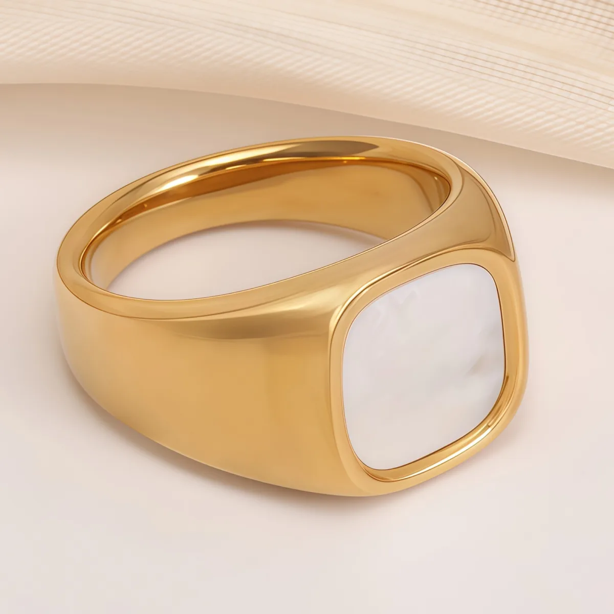 fashionable gold mother of pearl ring eye catching accessory for stylish outfits