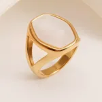metallic texture mother of pearl ring set trendy and versatile unisex accessory
