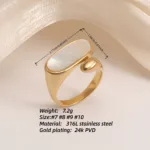 metallic texture mother of pearl ring set trendy and versatile unisex accessory