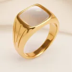 fashionable gold mother of pearl ring eye catching accessory for stylish outfits