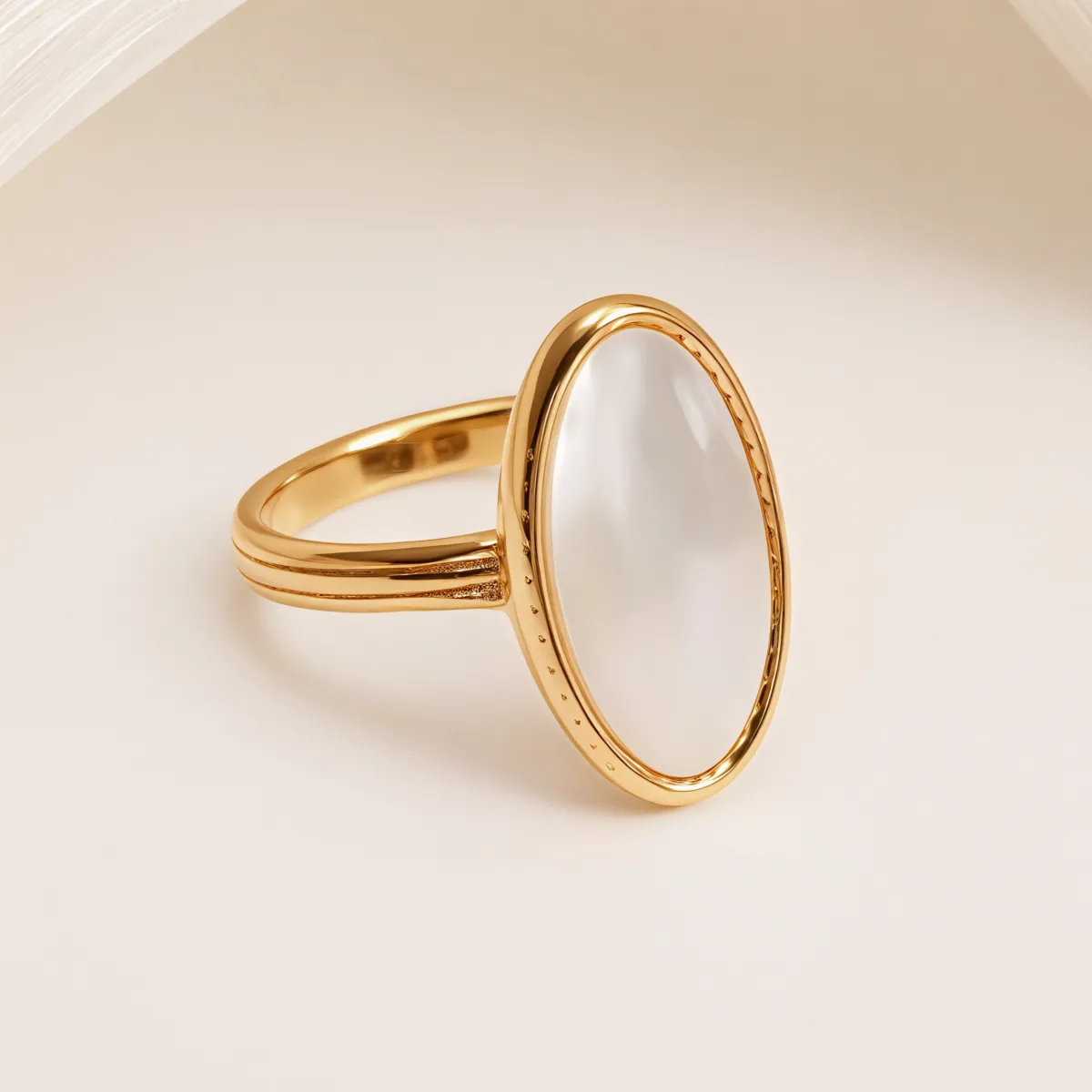 metallic texture mother of pearl ring set trendy and versatile unisex accessory