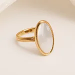 metallic texture mother of pearl ring set trendy and versatile unisex accessory