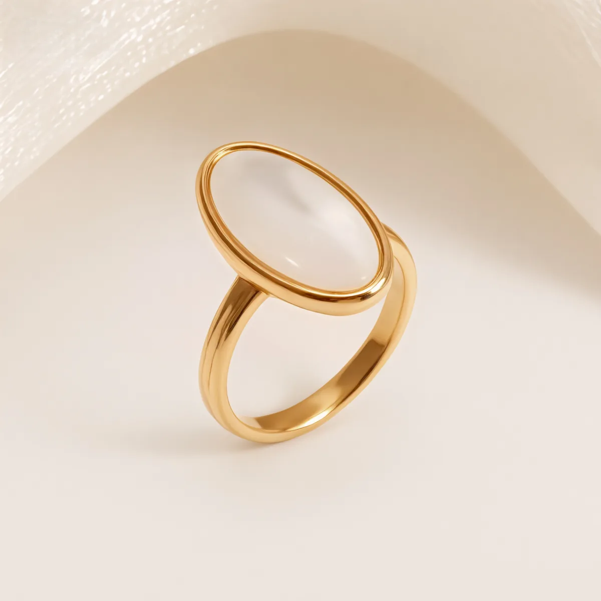 metallic texture mother of pearl ring set trendy and versatile unisex accessory