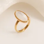 metallic texture mother of pearl ring set trendy and versatile unisex accessory