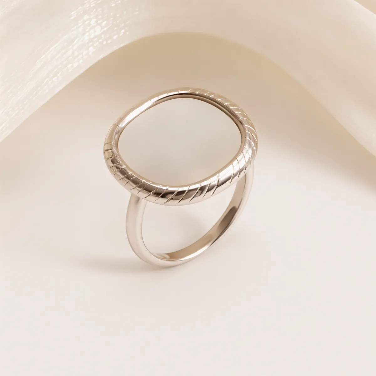 metallic texture mother of pearl ring set trendy and versatile unisex accessory