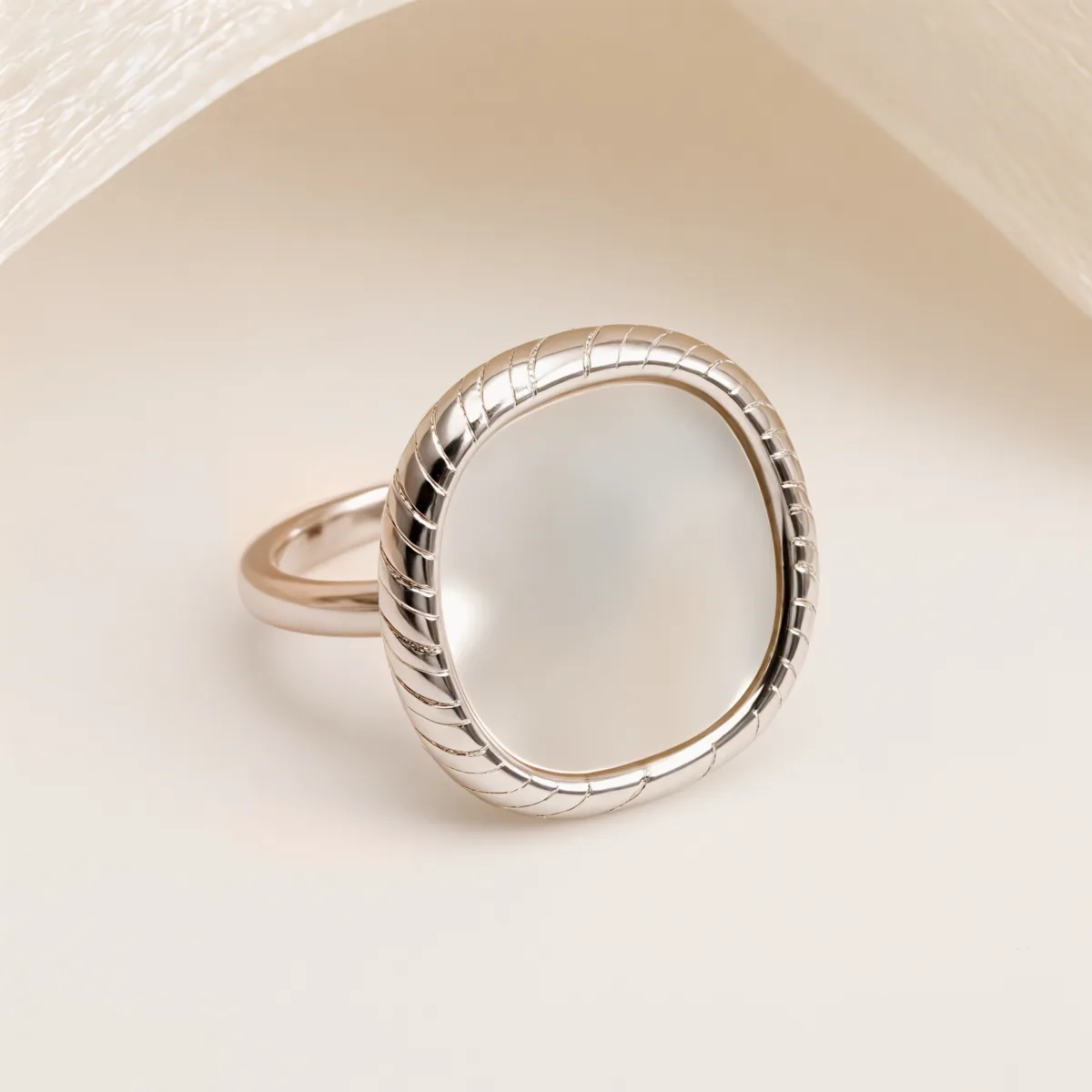 metallic texture mother of pearl ring set trendy and versatile unisex accessory