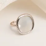 metallic texture mother of pearl ring set trendy and versatile unisex accessory