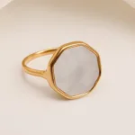 metallic texture mother of pearl ring set trendy and versatile unisex accessory