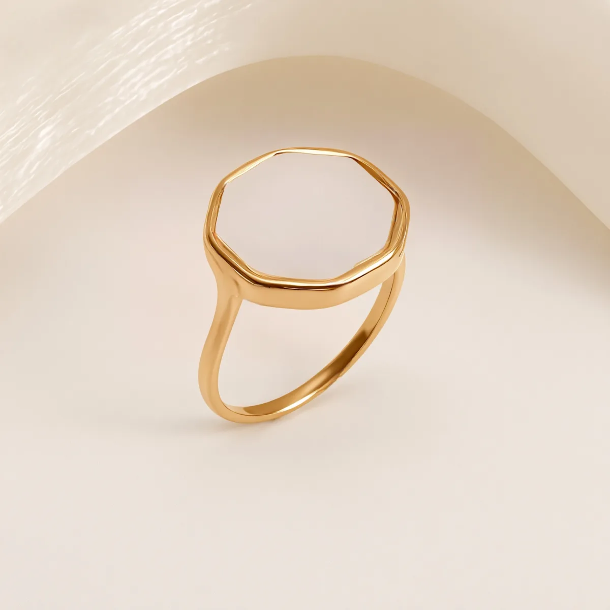 metallic texture mother of pearl ring set trendy and versatile unisex accessory