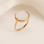 metallic texture mother of pearl ring set trendy and versatile unisex accessory