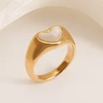 metallic texture mother of pearl ring set trendy and versatile unisex accessory