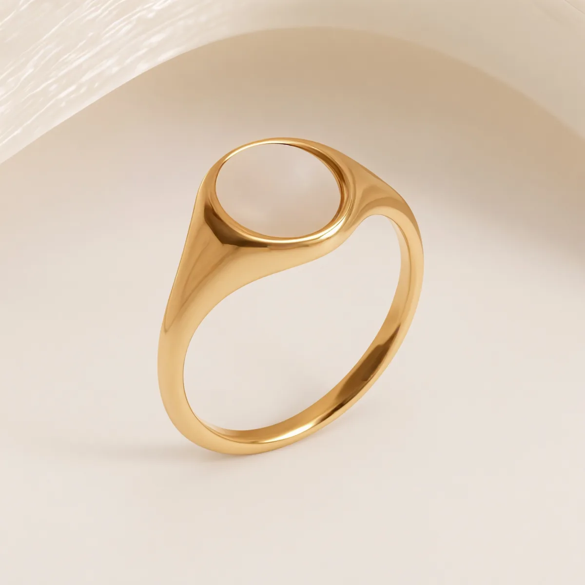 metallic texture mother of pearl ring set trendy and versatile unisex accessory