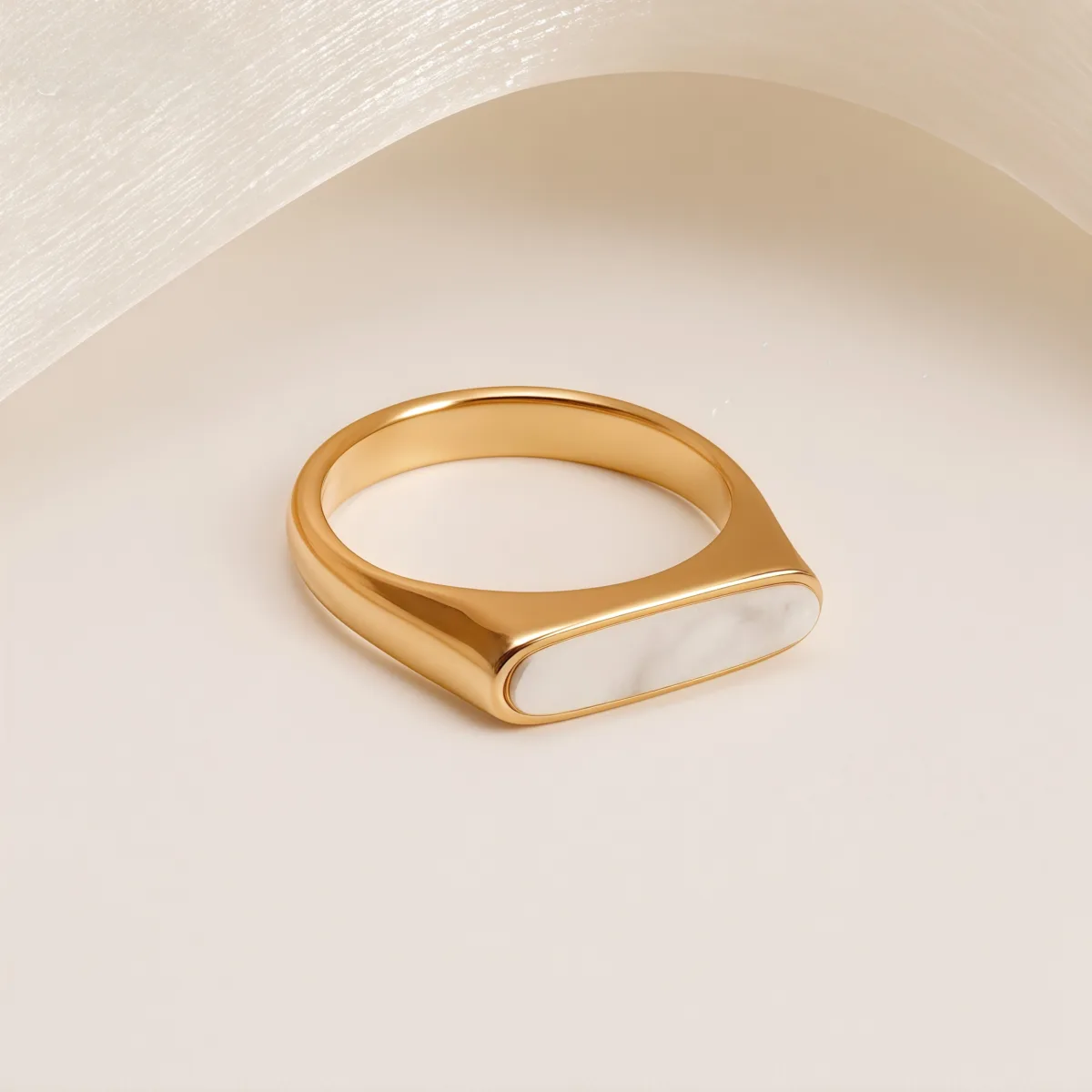 metallic texture mother of pearl ring set trendy and versatile unisex accessory