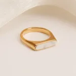 metallic texture mother of pearl ring set trendy and versatile unisex accessory